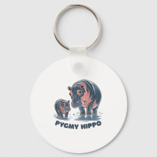 Cute Baby Pygmy Hippo Moo Deng Funny Zoo For Famil Key Ring