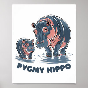 Cute Baby Pygmy Hippo Moo Deng Funny Zoo For Famil Poster