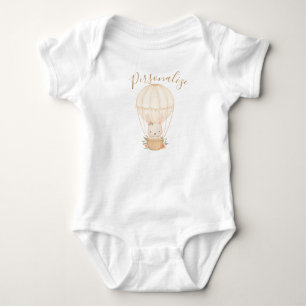 Cute Baby Rabbit in Air Balloon Pink Personalised Bodysuit