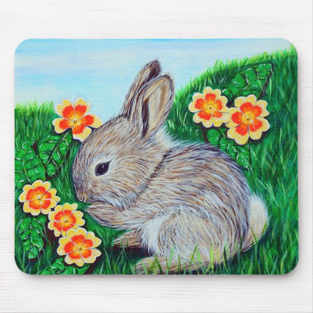 Cute Baby Rabbit Painting Mouse Mat (Front)