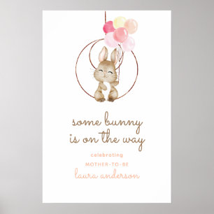Cute Baby Rabbit Some Bunny is on the Way Nursery Poster