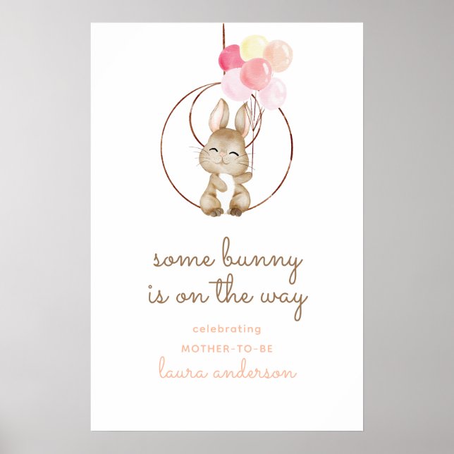 Cute Baby Rabbit Some Bunny is on the Way Nursery Poster (Front)