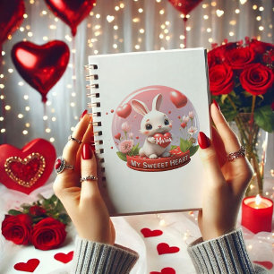Cute baby Rabbit valentine heart love notebook