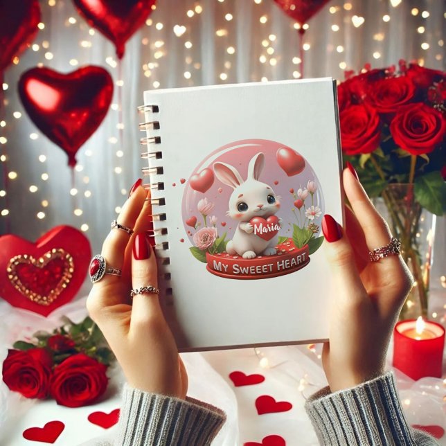 Cute baby Rabbit valentine heart love notebook (Creator Uploaded)