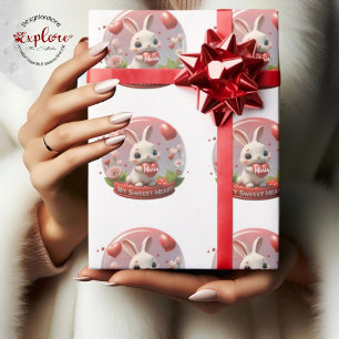 Cute baby Rabbit valentine heart Wrapping Paper
