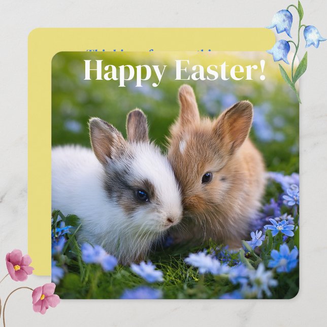 Cute baby rabbits in the grass Happy Easter Card (Creator Uploaded)