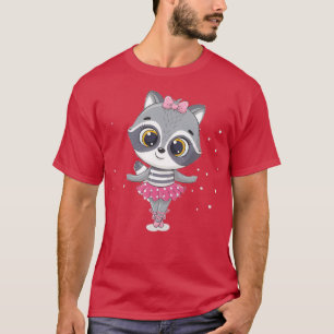 Cute baby raccoon ballerina in a pink skirt Funny  T-Shirt