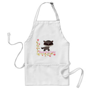 Cute Baby Raccoon with Flowers Standard Apron