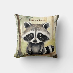 Cute Baby Racoon Personalised Throw Pillow