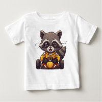 Cute Baby Racoon Race Car Driver