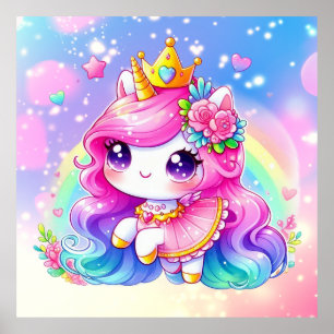 Cute Baby Rainbow Unicorn Poster