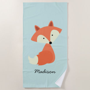 Cute Baby Red Fox Beach Towel