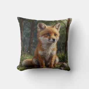 Cute baby red fox cottage garden  cushion