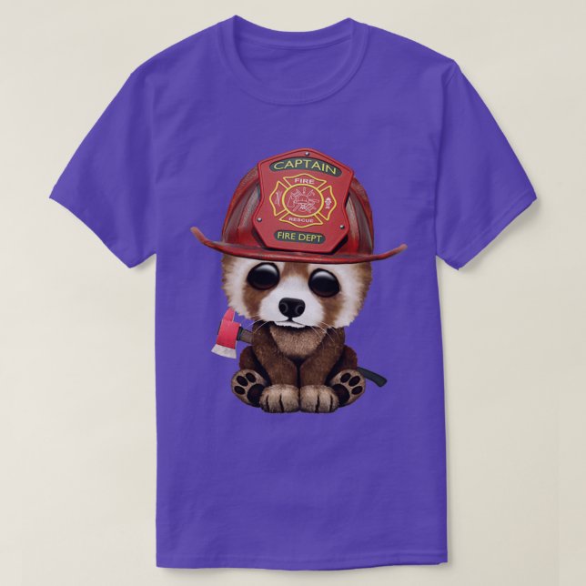 Cute Baby Red Panda Firefighter T-Shirt (Design Front)