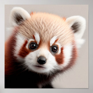 Cute Baby Red Panda Portrait | Square 1:1 Poster