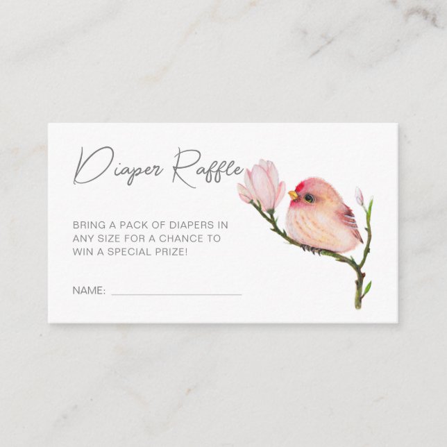 Cute Baby Redpoll Bird Baby Shower Enclosure Card (Front)