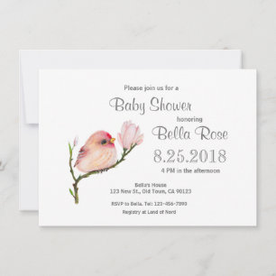 Cute Baby Redpoll Bird Baby Shower Invitations