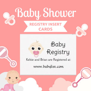 Cute Baby Registry Pink Girl Baby Shower Card
