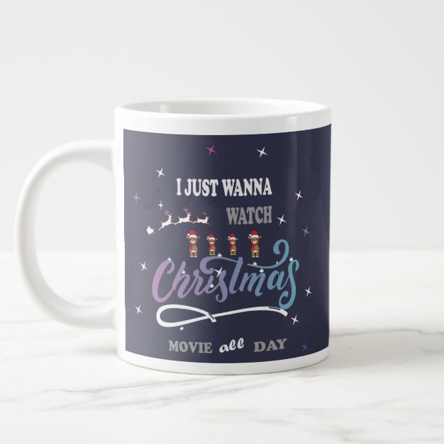 Cute Baby Reindeer Christmas Large Coffee Mug (Left)