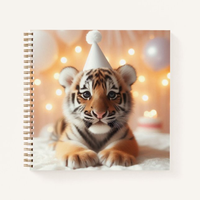 Cute Baby Reveal Neutral Yellow Baby Tiger Notebook (Front)