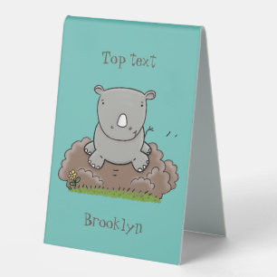 Cute baby rhino cartoon illustration