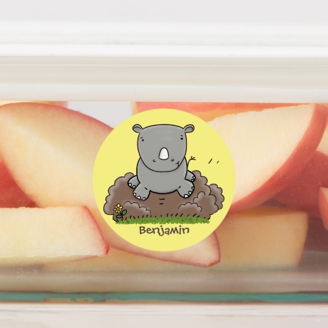 Cute baby rhino cartoon illustration (Affixed)