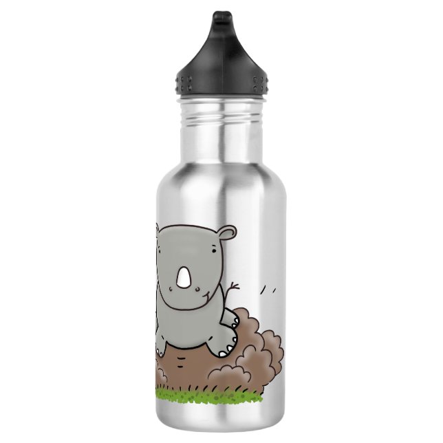 Cute baby rhino cartoon illustration 532 ml water bottle (Right)