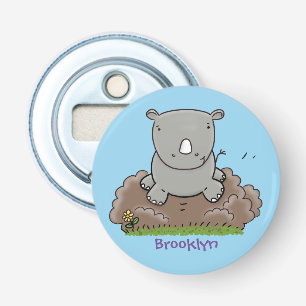 Cute baby rhino cartoon illustration bottle opener