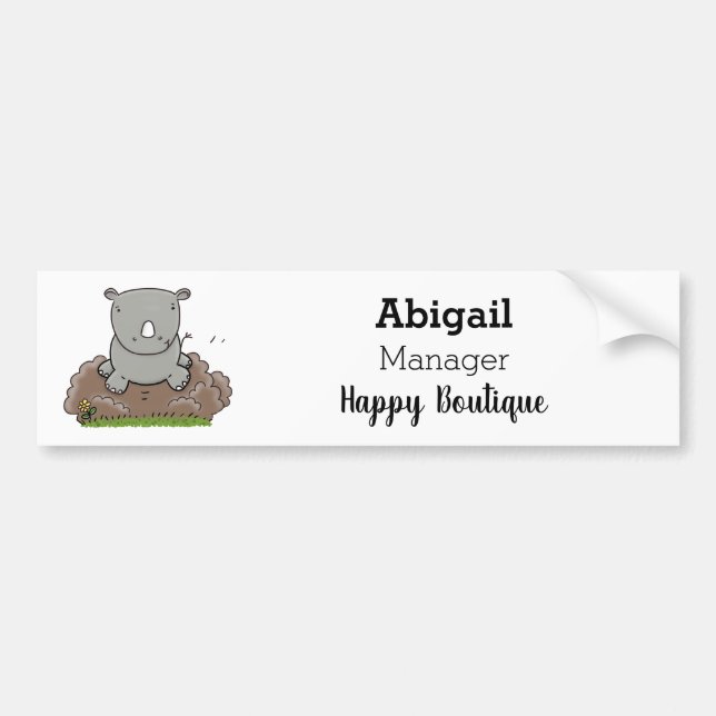 Cute baby rhino cartoon illustration  bumper sticker (Front)