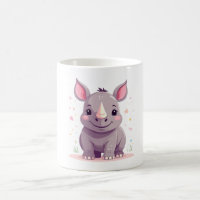Cute Baby Rhino Cartoon Illustration