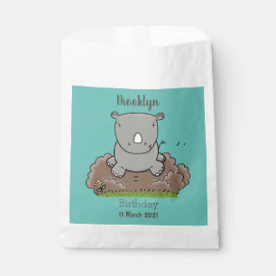 Cute baby rhino cartoon illustration favour bags