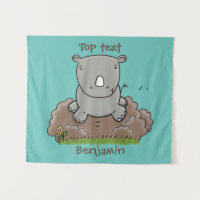 Cute baby rhino cartoon illustration