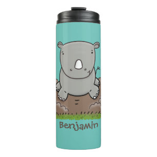 Cute baby rhino cartoon illustration thermal tumbler