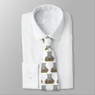 Cute baby rhino cartoon illustration tie