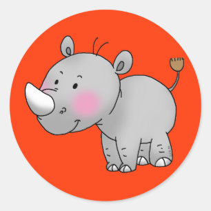 cute baby rhino classic round sticker