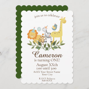 Cute Baby Safari and Zoo Animals Invitation