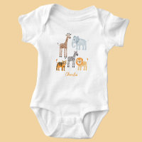 Cute Baby Safari Animal Watercolor Custom Name