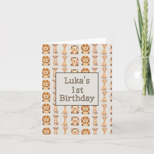 Cute Baby Safari Animals Invitation (Front)