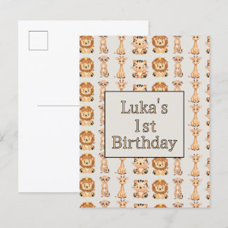 Cute Baby Safari Animals Invitation Postcard