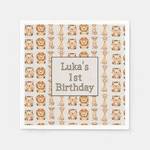 Cute Baby Safari Animals Napkin