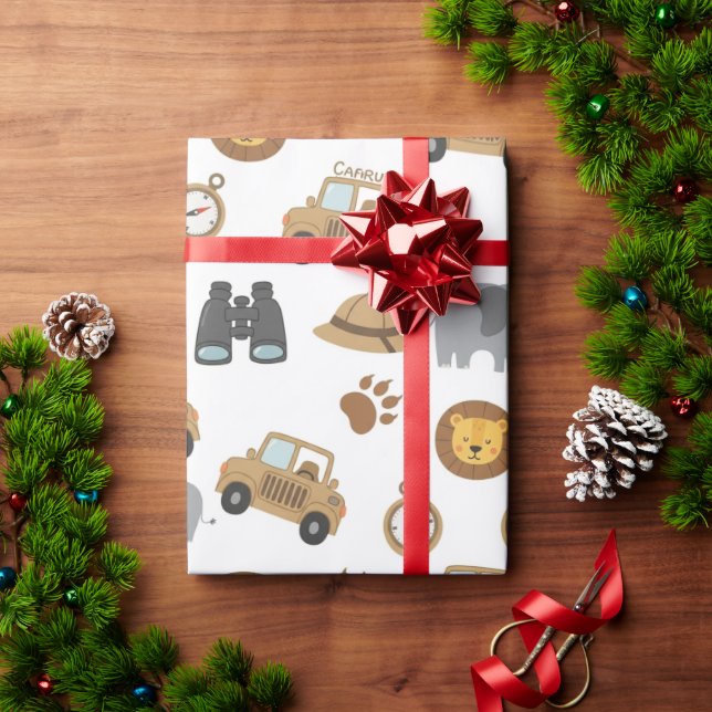 Cute Baby Safari Animals Pattern Wrapping Paper (Holiday Gift)