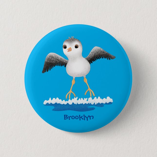 Cute baby sandpiper cartoon illustration  6 cm round badge (Front)