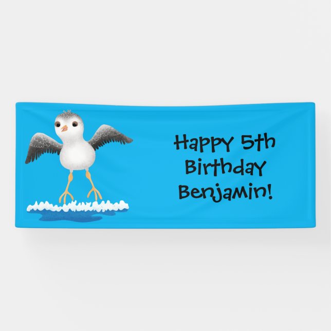 Cute baby sandpiper cartoon illustration banner (Horizontal)