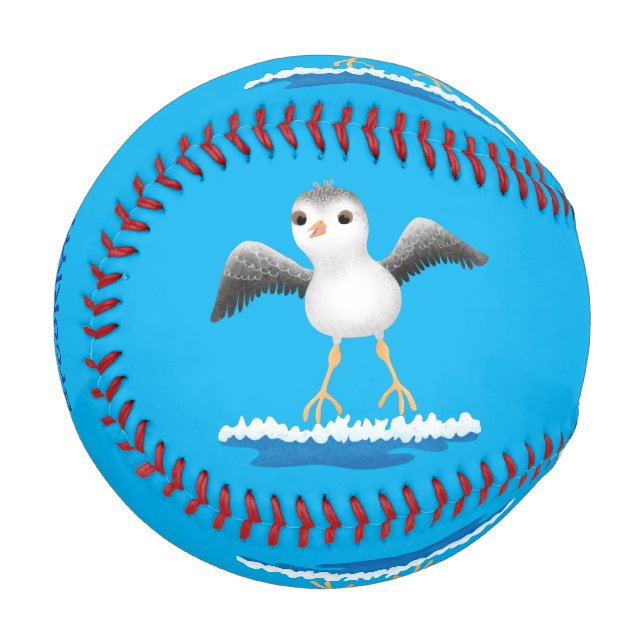 Cute baby sandpiper cartoon illustration baseball (Front Left)
