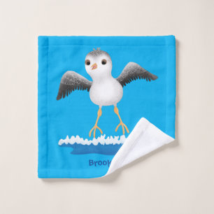 Cute baby sandpiper cartoon illustration bath towel set