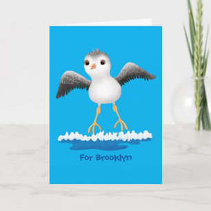 Cute baby sandpiper cartoon illustration card