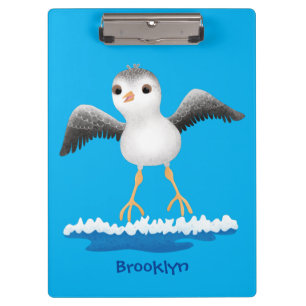 Cute baby sandpiper cartoon illustration  clipboard