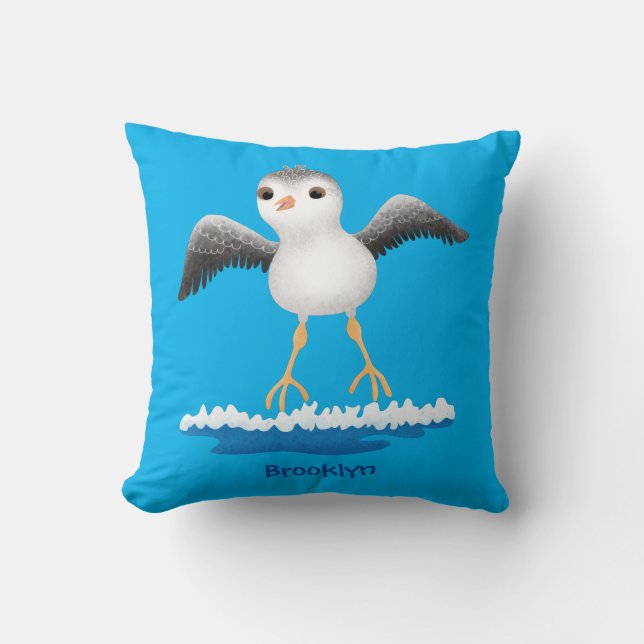 Cute baby sandpiper cartoon illustration cushion (Front)