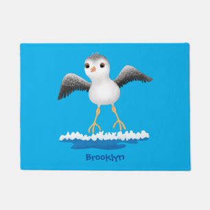 Cute baby sandpiper cartoon illustration  doormat