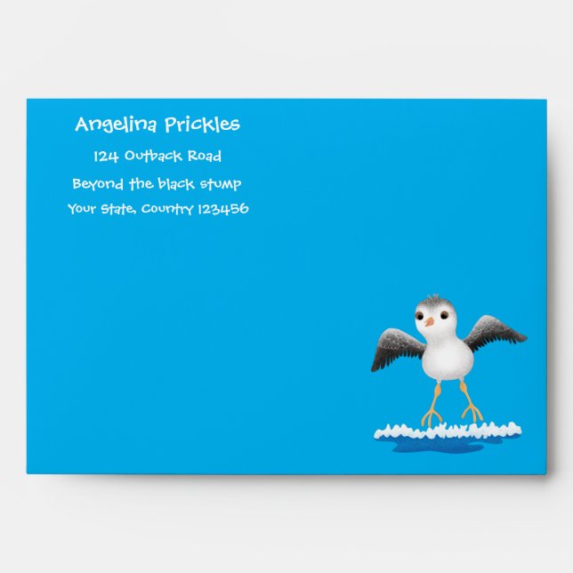 Cute baby sandpiper cartoon illustration envelope (Front)